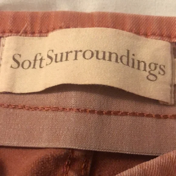EUC Soft Surroundings Ladies 5 Pocket Pull On Pants Brown / Orange Color - Picture 6 of 8
